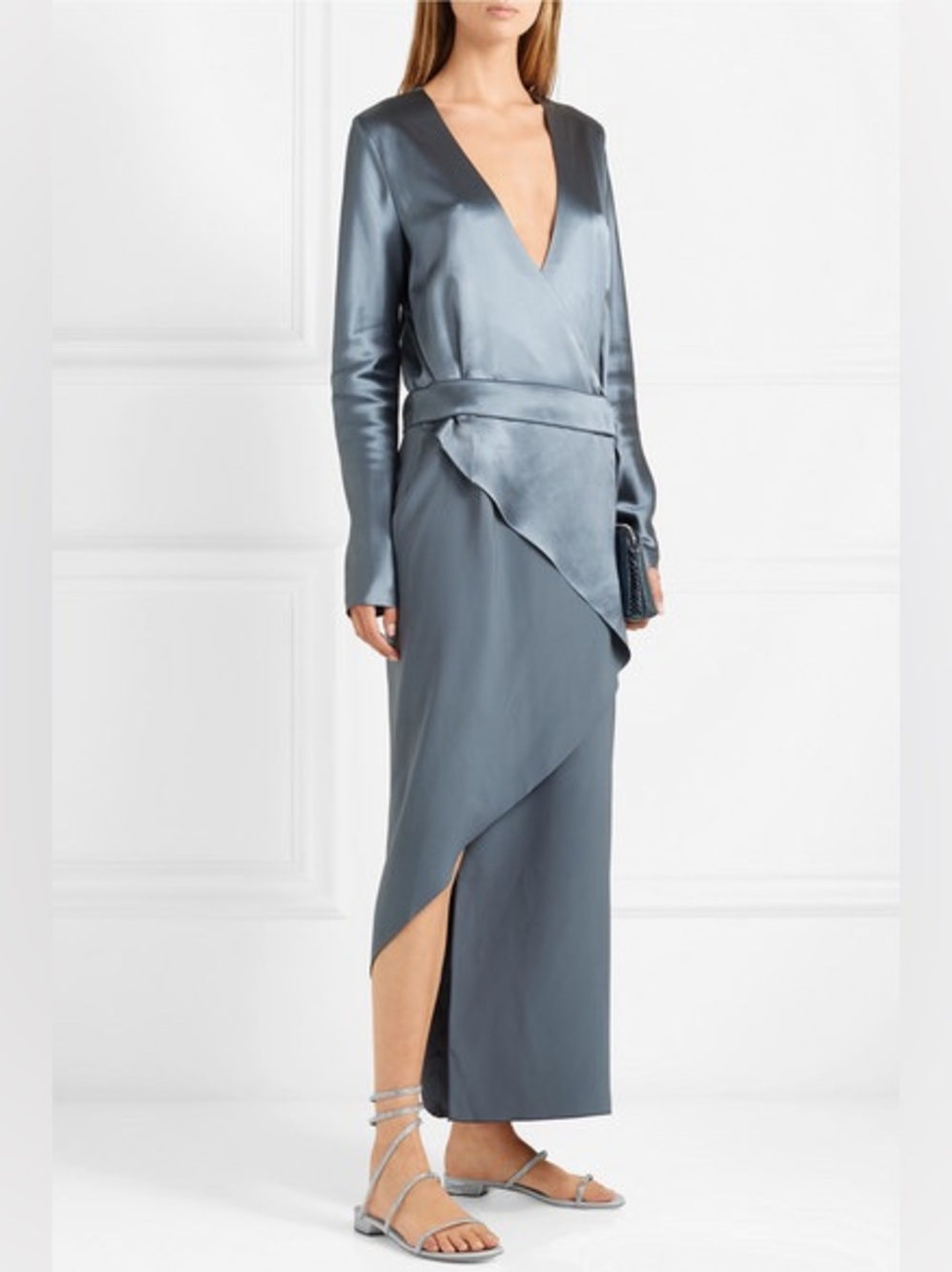 DION LEE BIAS FOLD DRESS BLUE SIZE 4 mulberry silk